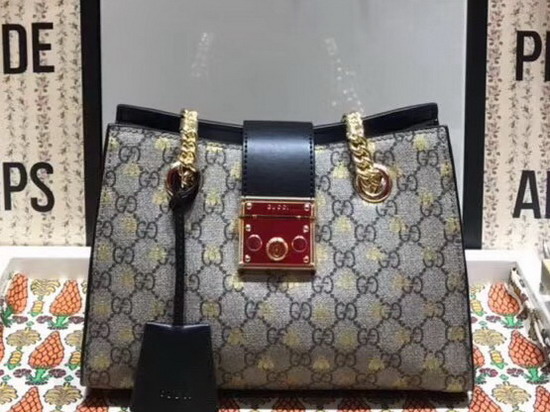 Gucci Padlock Small GG Bees Shoulder Bag 498156