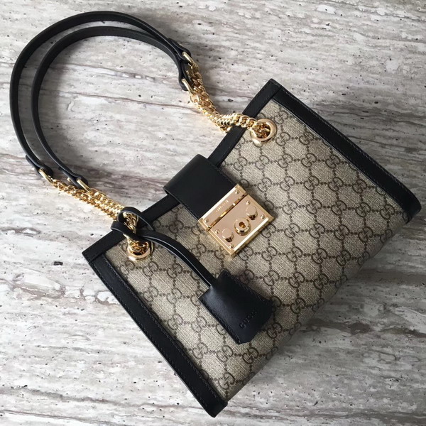 Gucci Padlock Small GG Shoulder Bag GG Supreme Canvas Black