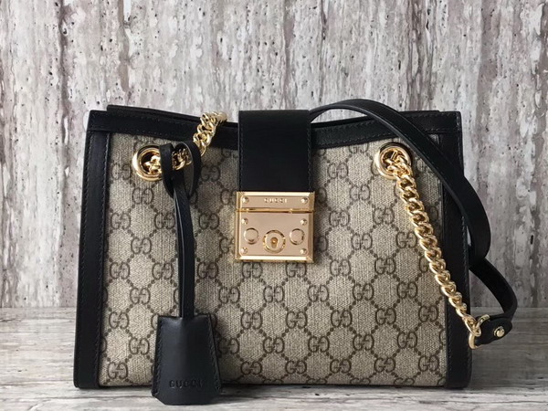 Gucci Padlock Small GG Shoulder Bag GG Supreme Canvas Black