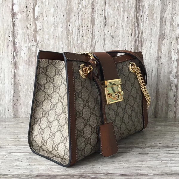 Gucci Padlock Small GG Shoulder Bag GG Supreme Canvas Brown