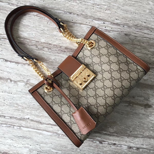 Gucci Padlock Small GG Shoulder Bag GG Supreme Canvas Brown