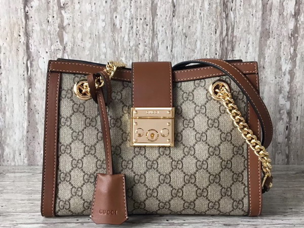 Gucci Padlock Small GG Shoulder Bag GG Supreme Canvas Brown