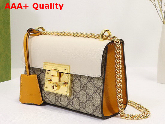 Gucci Padlock Small Shoulder Bag GG Supreme Canvas and White Leather 409487 Replica