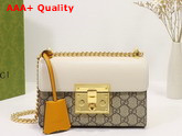 Gucci Padlock Small Shoulder Bag GG Supreme Canvas and White Leather 409487 Replica