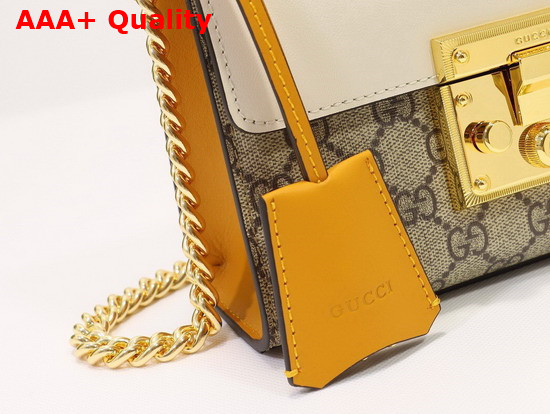 Gucci Padlock Small Shoulder Bag GG Supreme Canvas and White Leather 409487 Replica