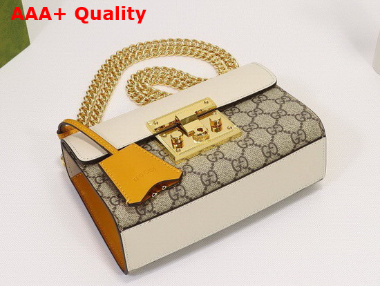 Gucci Padlock Small Shoulder Bag GG Supreme Canvas and White Leather 409487 Replica