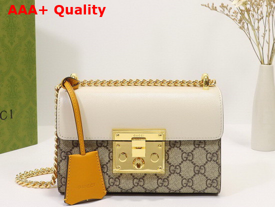 Gucci Padlock Small Shoulder Bag GG Supreme Canvas and White Leather 409487 Replica