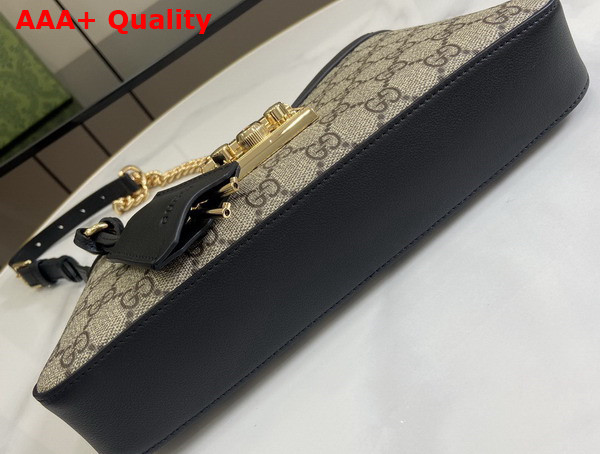 Gucci Padlock Small Shoulder Bag in Beige and Ebony GG Supreme Canvas with Black Leather Trim 811705 Replica