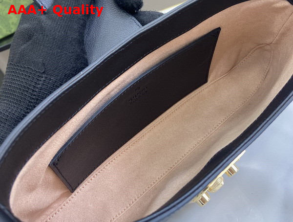 Gucci Padlock Small Shoulder Bag in Beige and Ebony GG Supreme Canvas with Black Leather Trim 811705 Replica