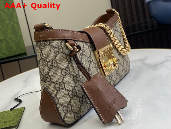 Gucci Padlock Small Shoulder Bag in Beige and Ebony GG Supreme Canvas with Brown Leather Trim 811705 Replica