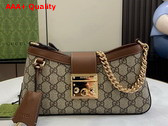 Gucci Padlock Small Shoulder Bag in Beige and Ebony GG Supreme Canvas with Brown Leather Trim 811705 Replica