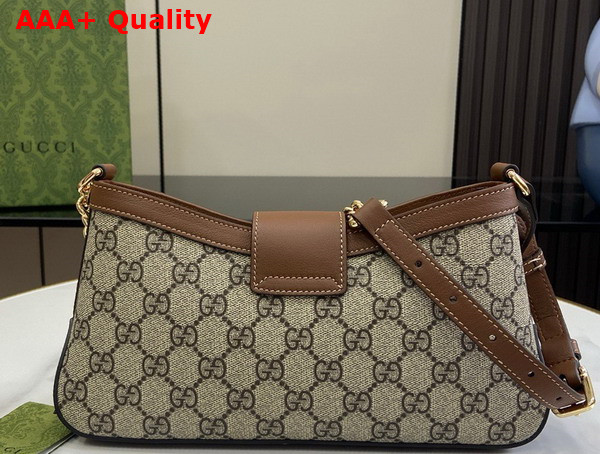 Gucci Padlock Small Shoulder Bag in Beige and Ebony GG Supreme Canvas with Brown Leather Trim 811705 Replica