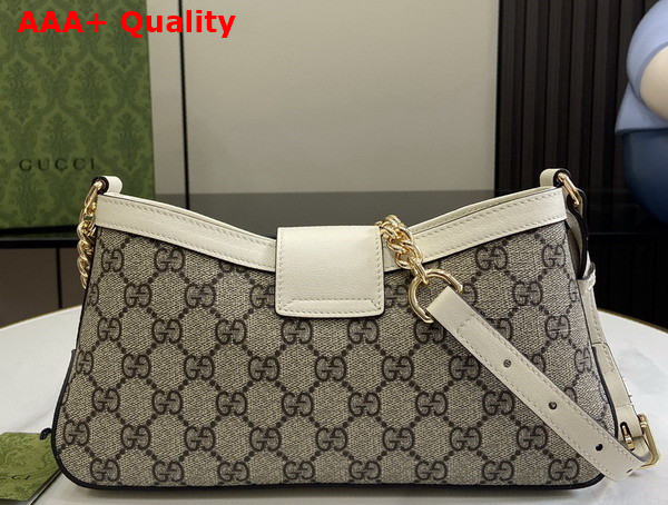 Gucci Padlock Small Shoulder Bag in Beige and Ebony GG Supreme Canvas with White Leather Trim 811705 Replica