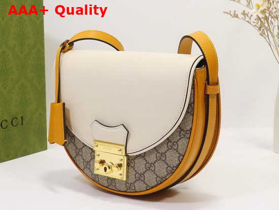 Gucci Padlock Small Shoulder Bag in GG Supreme Canvas and White Leather 644524 Replica