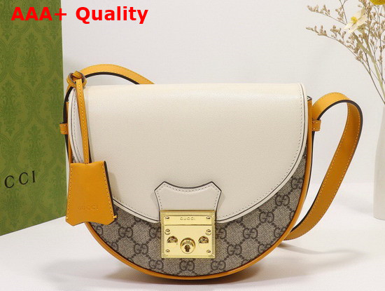 Gucci Padlock Small Shoulder Bag in GG Supreme Canvas and White Leather 644524 Replica