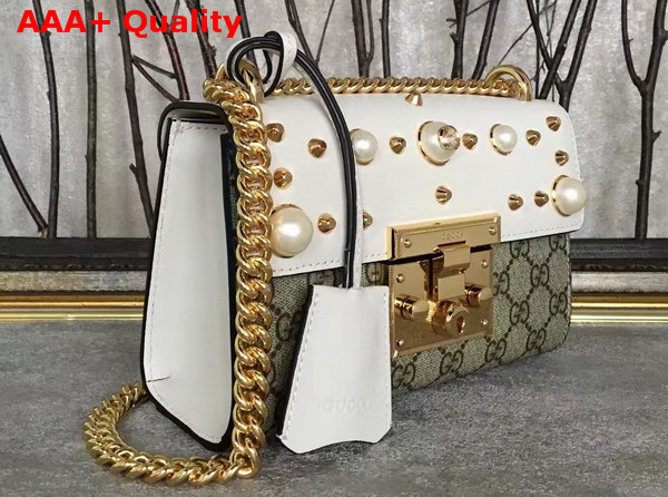 Gucci Padlock Studded GG Supreme Shoulder Bag Beige Small Size Replica