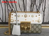 Gucci Padlock Studded GG Supreme Shoulder Bag Beige Small Size Replica