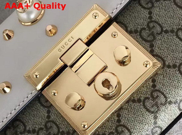 Gucci Padlock Studded GG Supreme Shoulder Bag Beige Small Size Replica