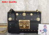 Gucci Padlock Studded Leather Shoulder Bag in Black Small Size Replica