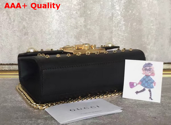 Gucci Padlock Studded Leather Shoulder Bag in Black Small Size Replica