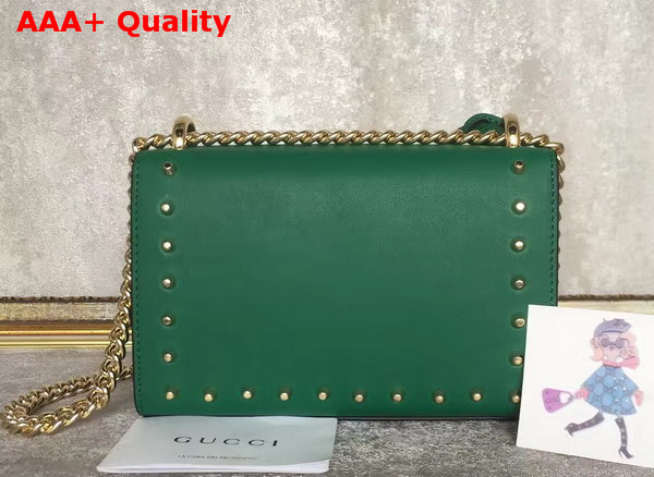 Gucci Padlock Studded Leather Shoulder Bag in Green Small Size Replica