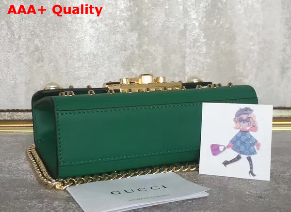 Gucci Padlock Studded Leather Shoulder Bag in Green Small Size Replica