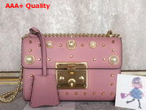 Gucci Padlock Studded Leather Shoulder Bag in Pink Small Size Replica