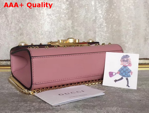 Gucci Padlock Studded Leather Shoulder Bag in Pink Small Size Replica