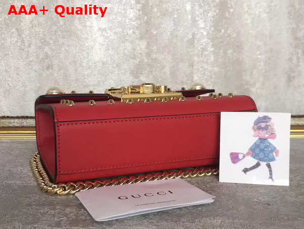 Gucci Padlock Studded Leather Shoulder Bag in Red Small Size Replica