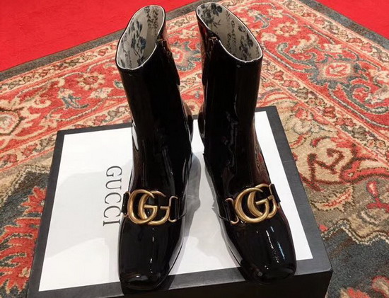 Gucci Patent Leather Ankle Boot with Double G Black Patent Leather