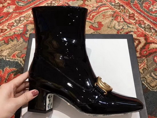 Gucci Patent Leather Ankle Boot with Double G Black Patent Leather