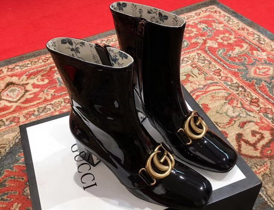 Gucci Patent Leather Ankle Boot with Double G Black Patent Leather