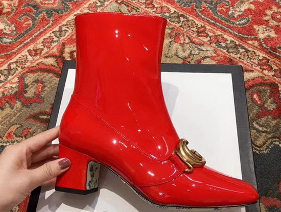 Gucci Patent Leather Ankle Boot with Double G Red Patent Leather