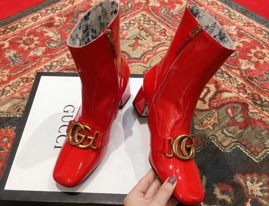 Gucci Patent Leather Ankle Boot with Double G Red Patent Leather