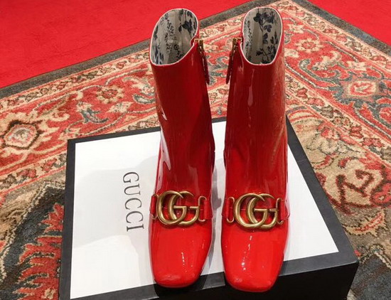 Gucci Patent Leather Ankle Boot with Double G Red Patent Leather