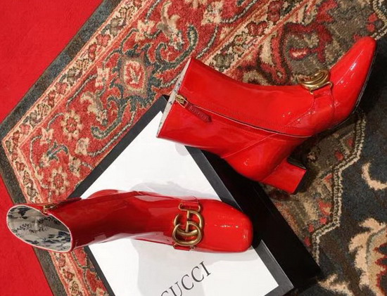 Gucci Patent Leather Ankle Boot with Double G Red Patent Leather