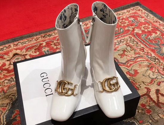 Gucci Patent Leather Ankle Boot with Double G White Patent Leather