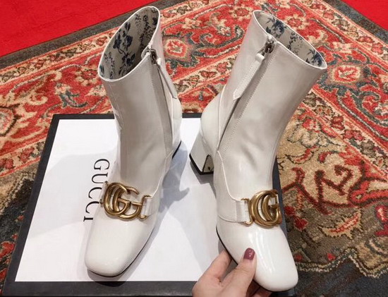 Gucci Patent Leather Ankle Boot with Double G White Patent Leather