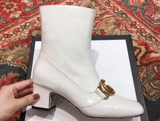 Gucci Patent Leather Ankle Boot with Double G White Patent Leather