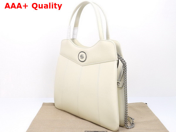 Gucci Petite GG Medium Tote Bag in White Leather 745911 Replica