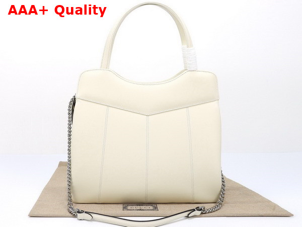 Gucci Petite GG Medium Tote Bag in White Leather 745911 Replica