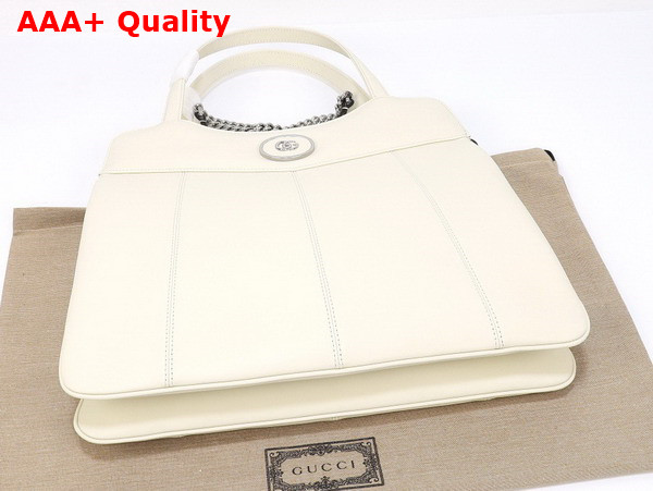 Gucci Petite GG Medium Tote Bag in White Leather 745911 Replica