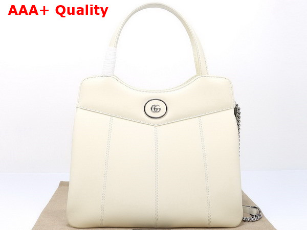 Gucci Petite GG Medium Tote Bag in White Leather 745911 Replica