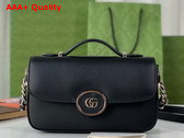 Gucci Petite GG Mini Shoulder Bag in Black Leather 739722 Replica