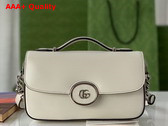 Gucci Petite GG Mini Shoulder Bag in White Leather 739722 Replica