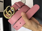 Gucci Pink Leather Belt with Double G Buckle