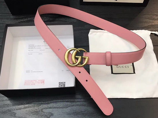 Gucci Pink Leather Belt with Double G Buckle