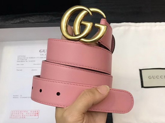 Gucci Pink Leather Belt with Double G Buckle