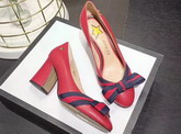 Gucci Point Toe Pump with a Grosgrain Web Bow Red Leather