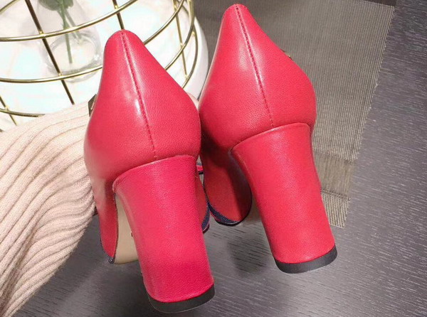 Gucci Point Toe Pump with a Grosgrain Web Bow Red Leather